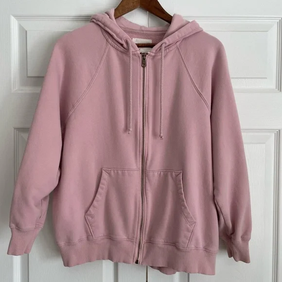 AEO Oversized Full Zip Hoodie Sweatshirt Blush Pink XS/Small - Picture 2 of 13